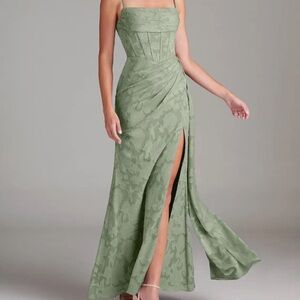 Azazie Elegant Green Evening Gown